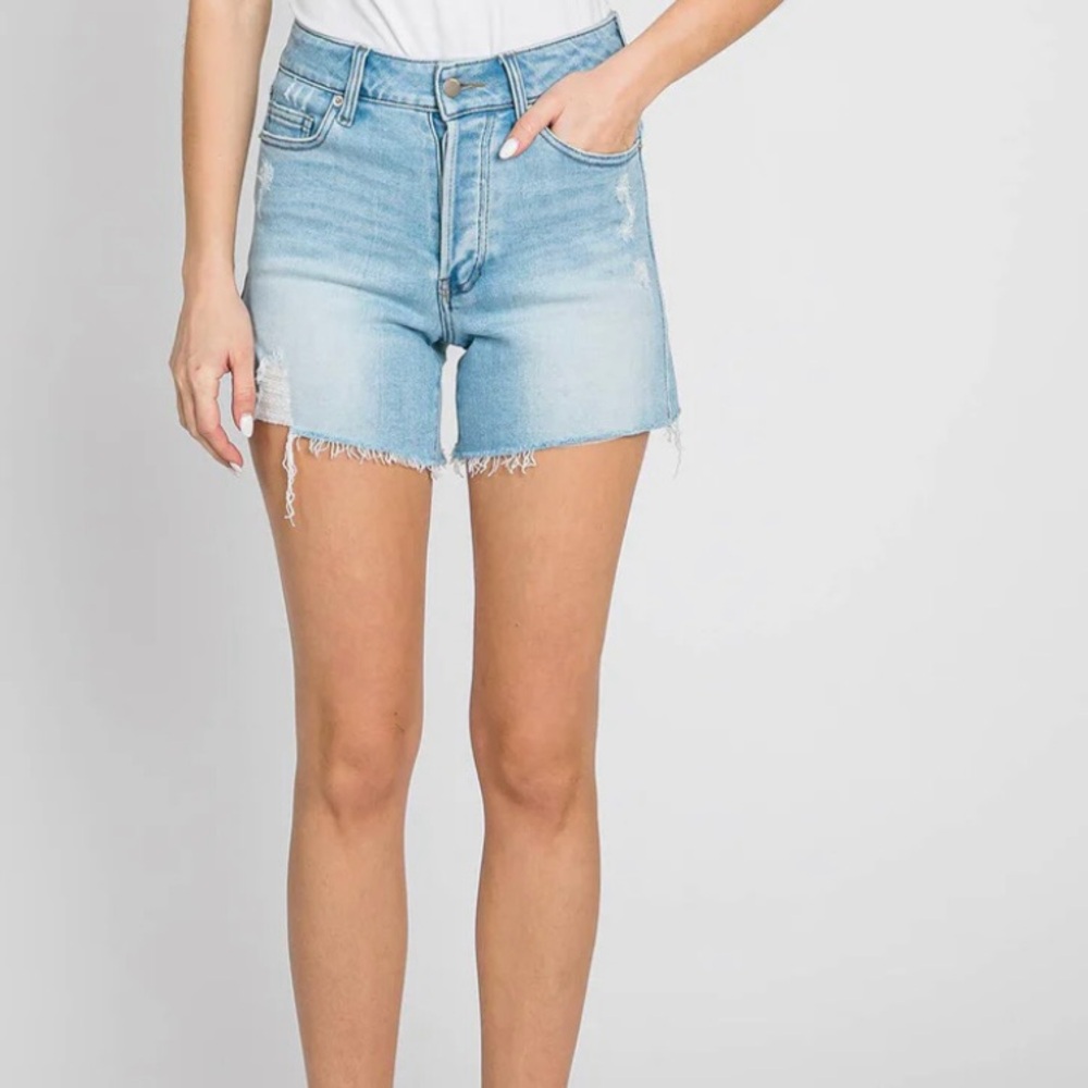 ✨LTJ “Letter to Juliet” Jade Button-Fly Distressed Denim Shorts✨